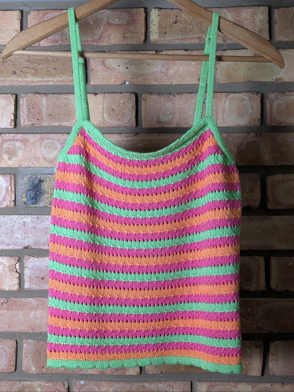 Pink Lily Striped Knit Tank Top in Pink, Orange & Green